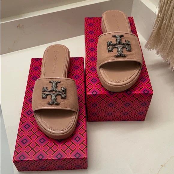 Tory Burch Eleanor Crystal slide blush color size 8 - Picture 3 of 9